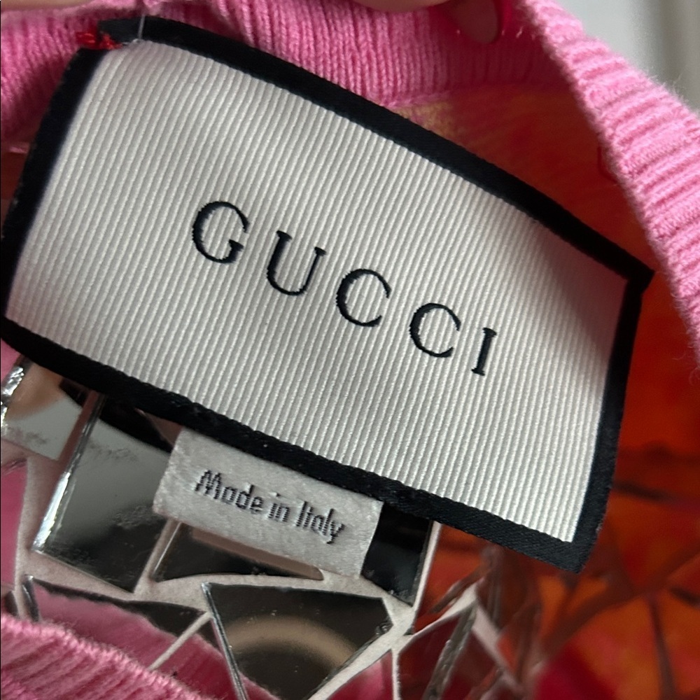 Gucci Women's Short Sleeve Sweater in Yellow and Pink L - Picture 3 of 13